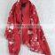 Winter Spring Fashion Long Cotton Flower Machine Embroidery Scarf