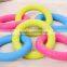 three colors ring shaped rubber squeaky pet dog chew toy