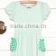 High-grade girls fashion cotton long sleeve dress with lovely pocket