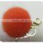 Orange red Fur pom pom keychain, Rabbit Fur Ball Keychain