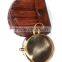 Beautiful Brass Gift Compass -Mirror Lid Nautical Compass with Leather Case 13496