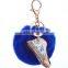 Fashion gift rhinestone shoe keychain with rabbit fur ball