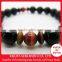 Sanada Yukimura, Samurai bracelet, black onyx 10 mm with Fire Agate and tiger-eye beads, bracelets mens, Japanese beads bracelet