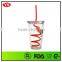 16oz bpa free double wall plastic cup with spiral straw