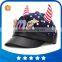 Fancy sequins wing M 6panel leather kids baseball cap 3D ox horn cotton baby hats