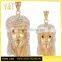 Fashion stainless steel jewelry custom engraved logo gold jesus pendant with cz