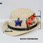 Cheap Kids Vintage Fedora Children Panama Hat Blue Orange Rice