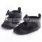 Classic black with cute bow female baby dress shoes
