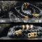 Newest Urban Rock Men Black Agate Lava Stone Skull Bead Bracelet