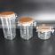 Set Of 3 Airtight Food Container PP Wooden Lid Clip Top Spice Herb Storage Jam Jar