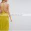 2017 Summer High Neckline Front Split Sexy Long Yellow Dresses For Women HSd9018