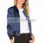 OEM Latest Lettering LOVE ME Back Embroidered Patch Bomber Jacket Customize 100% Polyester /Satin Jacket For Women