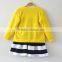 korean Girls Fancy Dress Suits yellow coat and long sleeve dress for children