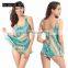 2017 new plus size swimsuit floral one piece skirt swimsuit  china swimwear