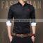 Men long sleeve pure shirt with rose embroider