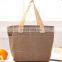 Linen Material Handle Women Lunch Cooler Bag Shopping Cooler Bag