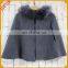 Unique latest design wholesale shawl for kids high quality cashmere baby cloak with real raccoon fur trim