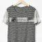 Yihao fashion Slub stripe contrast-sleeve tee shirt O-neck short sleeve custom tee shirts