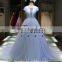 1A1010 Elegant Light Blue Satin Sash Open Neck Wedding Gown Evening Dress