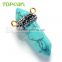 Topearl Jewelry Hexagonal Prism Blue Turquoise Jewellery Pendant Necklaces Rhinestones Clay Pave SPW04