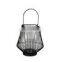 K&B wholesale Nordic design black metal wire glass cup candle lantern with handle