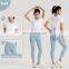 Cool Jacquard Short Sleeved T-Shirts Custom Logo Women Back Slit Yoga Summer Tank Tops