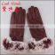 premium sheepskin leather gloves with real Rex Rabbit Fur gloves