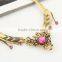 Women Jewelry 18k Gold Plated Pink Crystal Choker Chunky Statement Bib Necklace