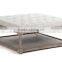Cottage Furniture Rustic Wooden Frame Linen Tufted Upholstered Coffee Table