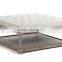 Cottage furniture Rustic wooden frame linen tufted Upholstered coffee table