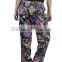 Flower Print Pants Waist Wide Leg Pants Loose Big Size Casual Palazzo Pants