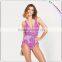 Strapless pink printing tankini set