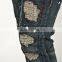 Extreme Distressed Splash Paint Accent Denim Slim Jeans ripped denim man jeans (LOTM042)