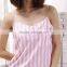 2016 New Pink Striped Suspender Skirt Sleepwear Charming Women's Robes Sexy pink Lace Lingerie Night Gown Puls Size