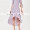 alli baba com 2017 Summer style lilac midi length v-neckline hi-lo hem Tie Sleeve Wrap Dress