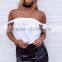 Women White Cropped Tops Fashion Design off Shoulder Fancy Tops