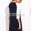 Navy Contrast Raglan Sleeve T shirt Dress 95% Cotton 5% Spandex Casual Plain Short Tee Dress