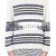 V-neck side on-seam pockets Pullover navy and orange mixed-stripe cotton-blend hoodies
