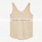 Summer loose fit round neckline sleeveless wide straps vest women linen tank tops