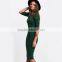Work Summer Style Women Bodycon Dresses Sexy 2016 New Arrival Casual Green Crew Neck Half Sleeve Midi Dress