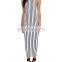 CHEFON Fashion stripe print maxi dresses for short women