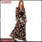 Women Daily Life Fashion One Piece Mix Color Casual Dresses Printed Black Long Dress Chiffon New Style