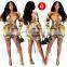 Women Ruched Drawstring Bodycon Dress Long Sleeve Colorful Tie Dye Print Sexy Backless Dress V Neck Party Dress