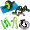 5 Set Ab Wheel Roller Kit with Exercise Bands Speed Jump Rope Hand Grip Push UP Bar and Knee Pad Gym Equipment