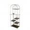 K&B hot sell arch shape design light luxury gold metal glass decoration display shelves