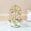 Modern Carousel Shaped Iron Stand Mini Ceramic Metal Luxury Flower Pot With Drainage Holes