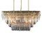 Modern Large Rectangular Brass and Copper Crystal LED Chandelier Luxury Ceiling Hanging Lamp for Hotel Bar Villa Dining Room