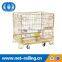 Large storage mesh steel container with 4 wheel