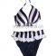 Lady Sexy Beach Cross Strip Style Halterneck Top Bikini Set padded Swimwear Sexy Lingerie
