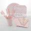 Wholesale Chevron Paper Plates Napkins Cups Straws Wooden Cutelery Disposable Wedding Party Tableware